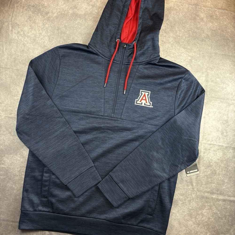 Arizona Wildcats Sweatshirt Mens L Navy Athletic 1/4 Zip Pullover Preppy NEW